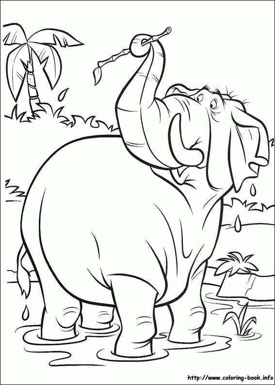 Kolorowanka do druku: Radosny Słoń w Tropikalnym Świecie kolorowanka do druku